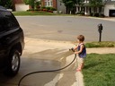 Lilly washing the Car